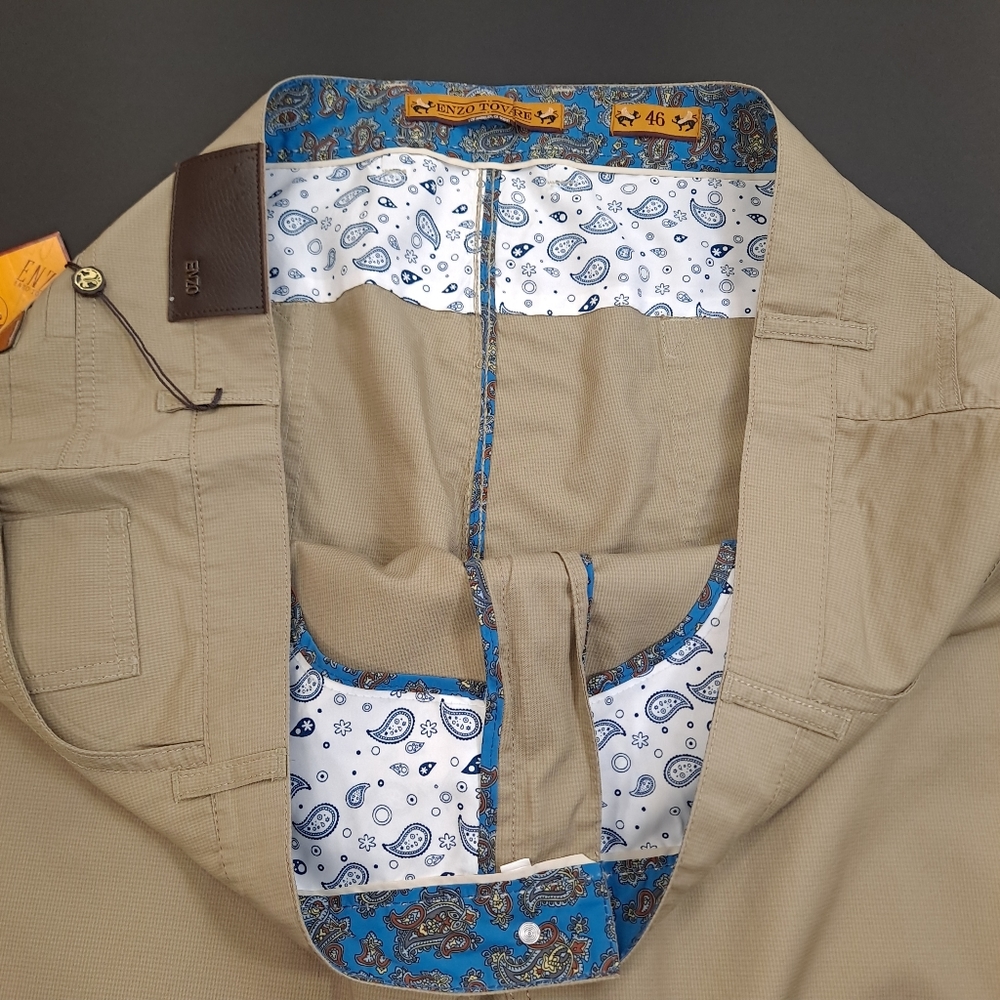 ENZO TOVARE Denim Becker-12 Men's Pants 100% Cotton Beige European Cut - Size 46 - Picture 8 of 11